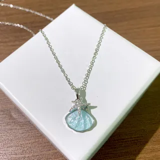 不锈钢彩色贝壳海星锁骨链项链