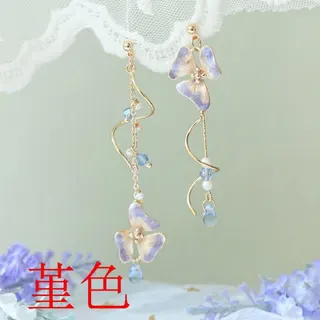 不对称花朵动物耳钉