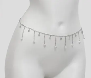 金色闪亮水钻流苏腰链