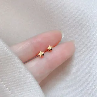 小星星耳钉女 银色五角星耳环 合金电镀简约轻奢 1*0.5cm 一对装 百搭通勤少女耳饰