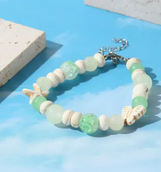 彩虹糖果手链 女 马卡龙彩色串珠 海星蝴蝶海洋风 合金电镀保色 可调节18+5cm 甜美度假ins风 闺蜜礼物