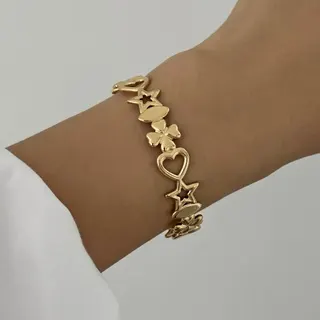 跨境欧美不锈钢油压爱心手镯