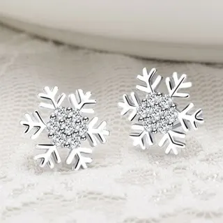 镶钻雪花耳钉耳环