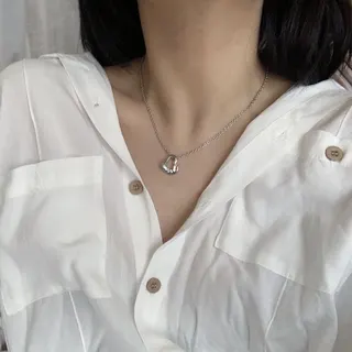 轻奢爱心镶锆石吊坠锁骨链 女 银白保色细链项链 42+7cm可调节 百搭白衬衫送女友礼物
