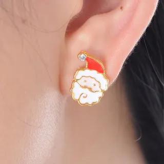 圣诞鹿头珍珠耳钉耳环