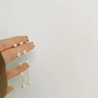 异形巴洛克珍珠流苏长款耳环