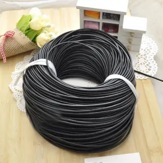 DIY手工串珠材料 黑色牛皮绳 2mm直径 5米卷装 耐磨编织绳 手链脚链吊坠挂绳 复古手作皮绳