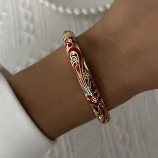 复古滴油花朵叶子手镯