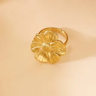 欧美跨境不锈钢花朵系列可调节戒指