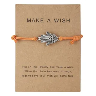Make a wish 纸卡手掌合金编织可调手链