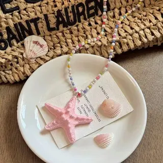 多巴胺长款串珠海星项链