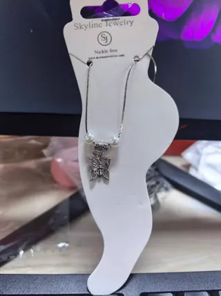 蝴蝶仿珍珠脚链