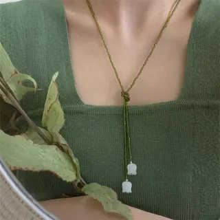 水晶铃兰花串珠多重戴法项链