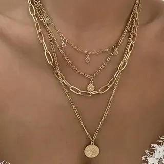 多层水钻美人头项链