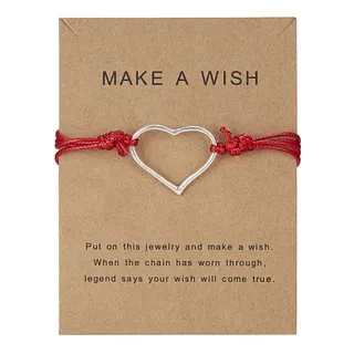 Make a wish 纸卡爱心镂空合金编织可调手链