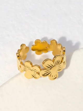 花朵开口不锈钢戒指