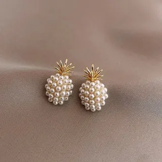 菠萝珍珠合金耳钉耳环