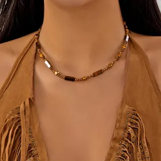 美拉德串珠虎眼石珍珠项链3条套装