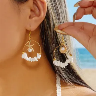 碎石海星耳环