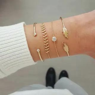 镶钻树叶手镯手链
