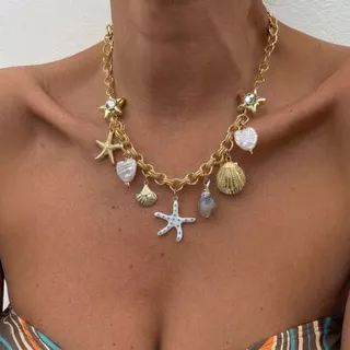 度假风海星海螺贝壳项链