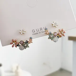 滴油花朵后挂式耳钉