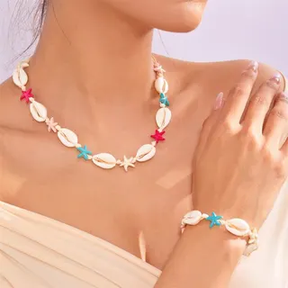 彩色海星贝壳编织手链
