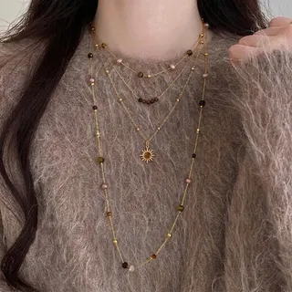 秋冬虎眼石多层项链