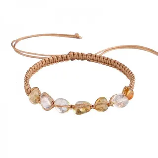 Natural Stone Braided Bracelet - Boho Handwoven Adjustable Crystal Bead Bracelet for Women, 17-34cm Stretch Cord, Skin-Friendly