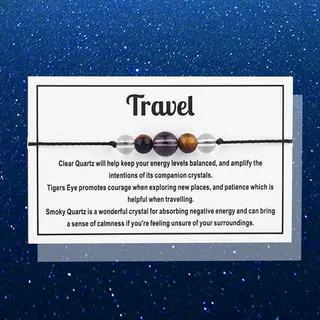 Travel茶晶虎眼石串珠编织手链