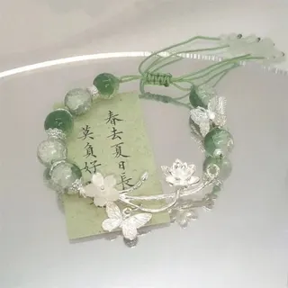 绿色国风蝴蝶手链