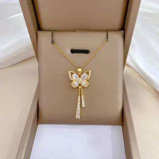 锆石蝴蝶项链