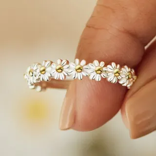 雏菊花朵开口可调戒指