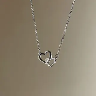 爱心镶钻锁骨链项链