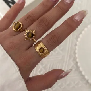 虎眼石美拉德戒指三件套