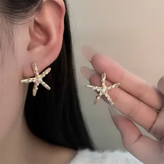 海洋风珍珠海星耳钉