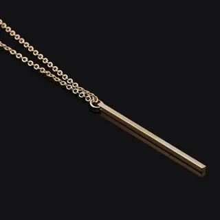 Minimalist Gold Bar Lariat Necklace for Women - 70cm Long Alloy Pendant Chain, 18K Gold Plated, Elegant Dainty Lariat Necklace for Layering