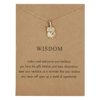 Wisdom 纸卡猫头鹰合金项链