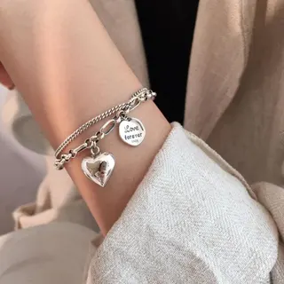 爱心双层圆片love手链
