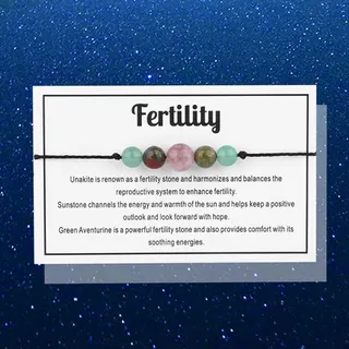 Fertility太阳石绿东陵串珠编织手链
