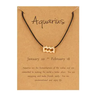 Aquarius水瓶座 黑绳符号版十二星座编织纸卡手链