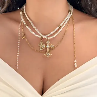 秋冬美拉德美式珍珠项链