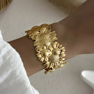 跨境欧美不锈钢花朵油压手镯