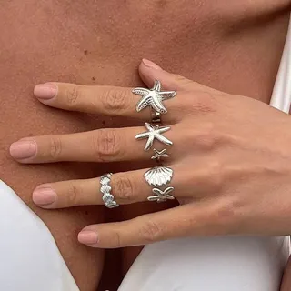 海星贝壳套装戒指
