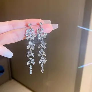 镶钻几何流苏耳环