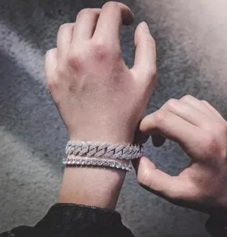 嘻哈手链潮牌个性菱形古巴链男士手链