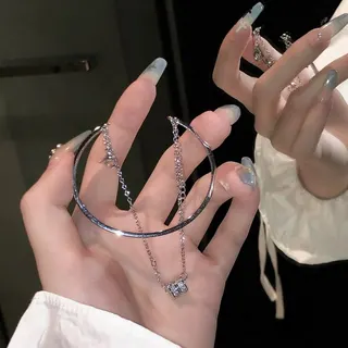 镶钻小蛮腰双层手链开口手镯