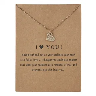 I love you 纸卡爱心合金项链