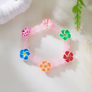 多巴胺软陶花鸡蛋花串珠手链