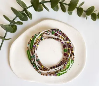 Bohemian Colorful Beaded Waist Chain, Handmade Glass & Seed Beads Elastic Beach Belt, 80-100cm Summer Resort Accessory for Women